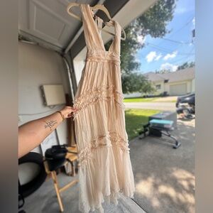 AKIRA Cream Layered Maxi Dress